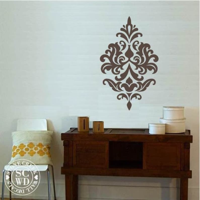 Damask Decals Vinyl Wall Paper Damask Wall Decal Vinyl Vinyl Etsy