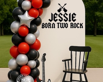 Born Two Rock Vinyl Decal | Rockstar Birthday Sign | 2nd Birthday Backdrop Sticker | Music Guitar Party Decor (Decal Only)