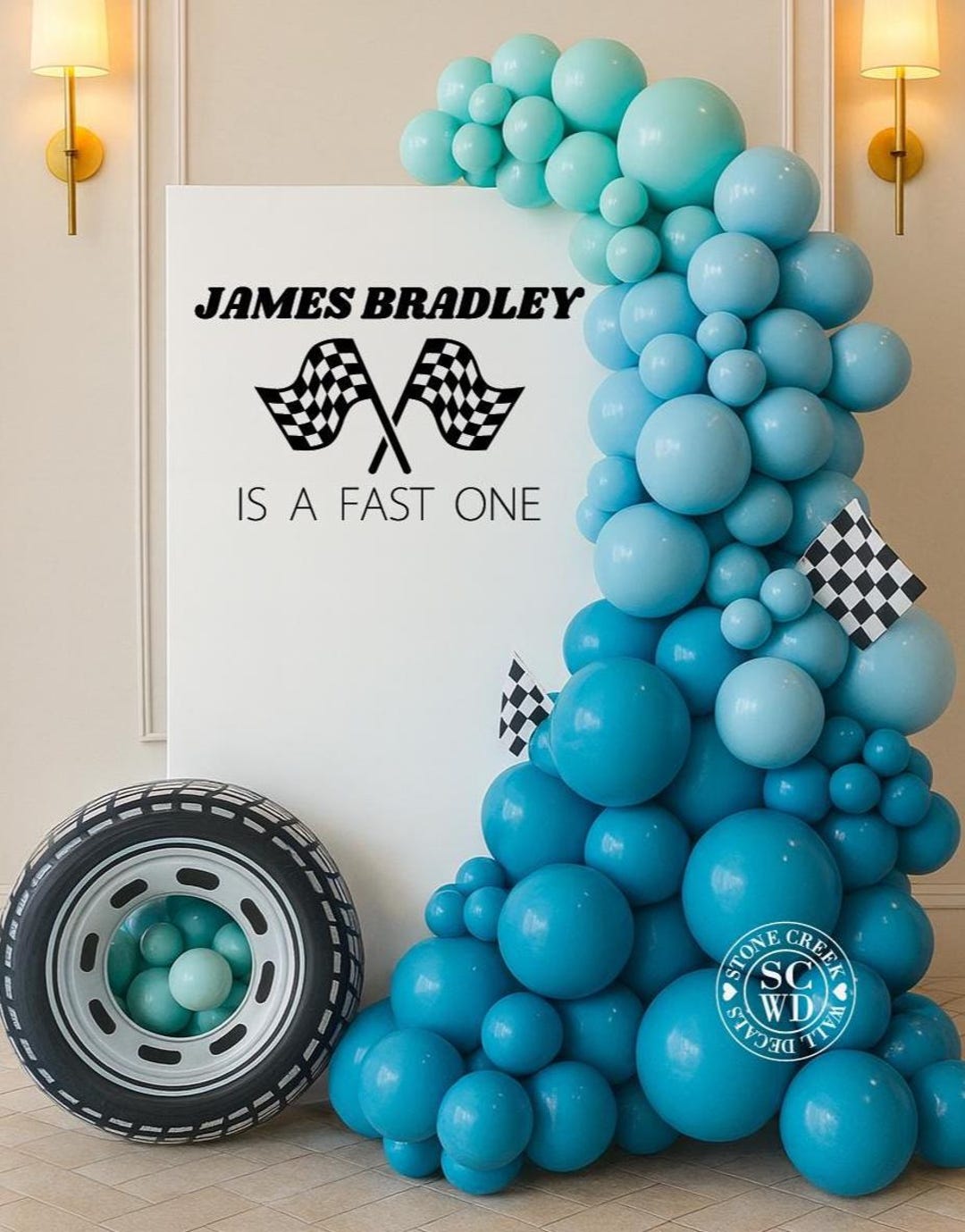 Fast ONE Race Car Birthday Backdrop Decal | Personalized Race Car 1st ...
