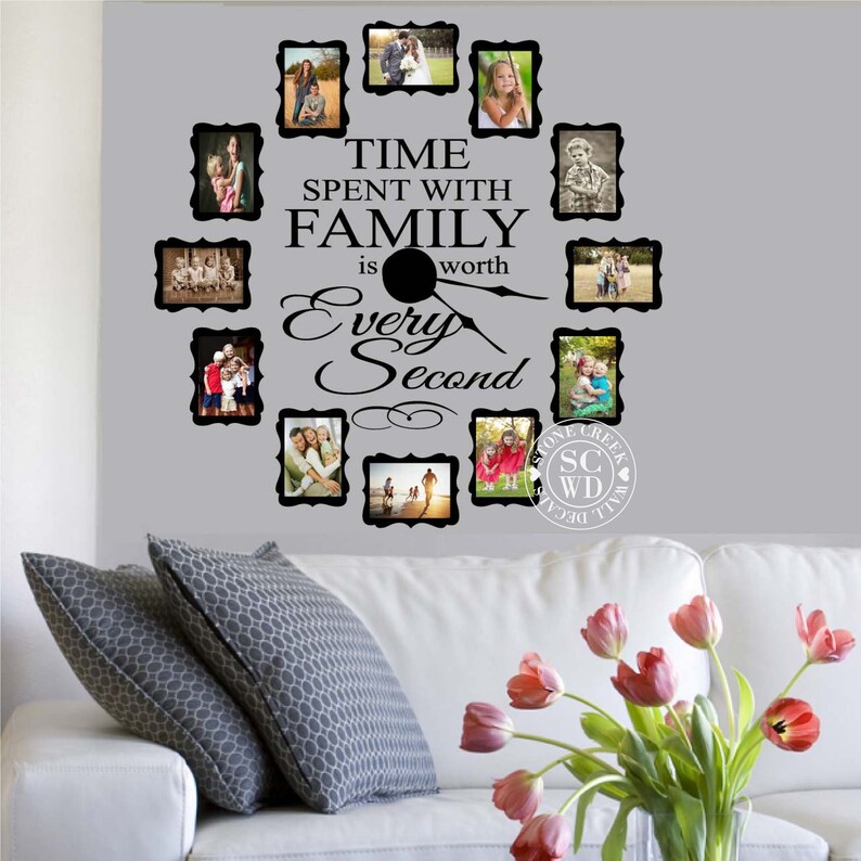Time Spent with Family Clock Decal Large FAMILY PHOTO Wall Etsy