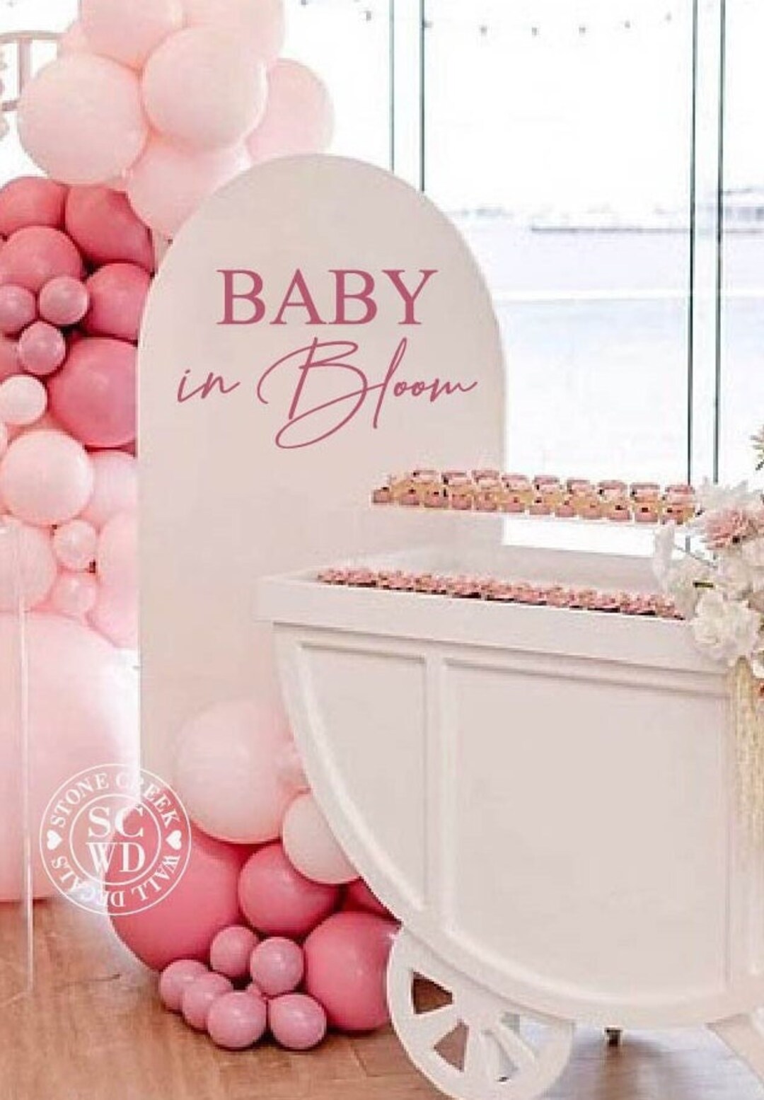 Baby in Bloom Baby Shower Party Decal Sign Gender Reveal Girl or Boy