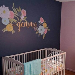 Nombre de la calcomanía de pared Calcomanía de guardería para niñas calcomanía de nombre de nombre de estilo rústico Decoración de dormitorios para niñas calcomanía de nombre de oro N038 imagen 6