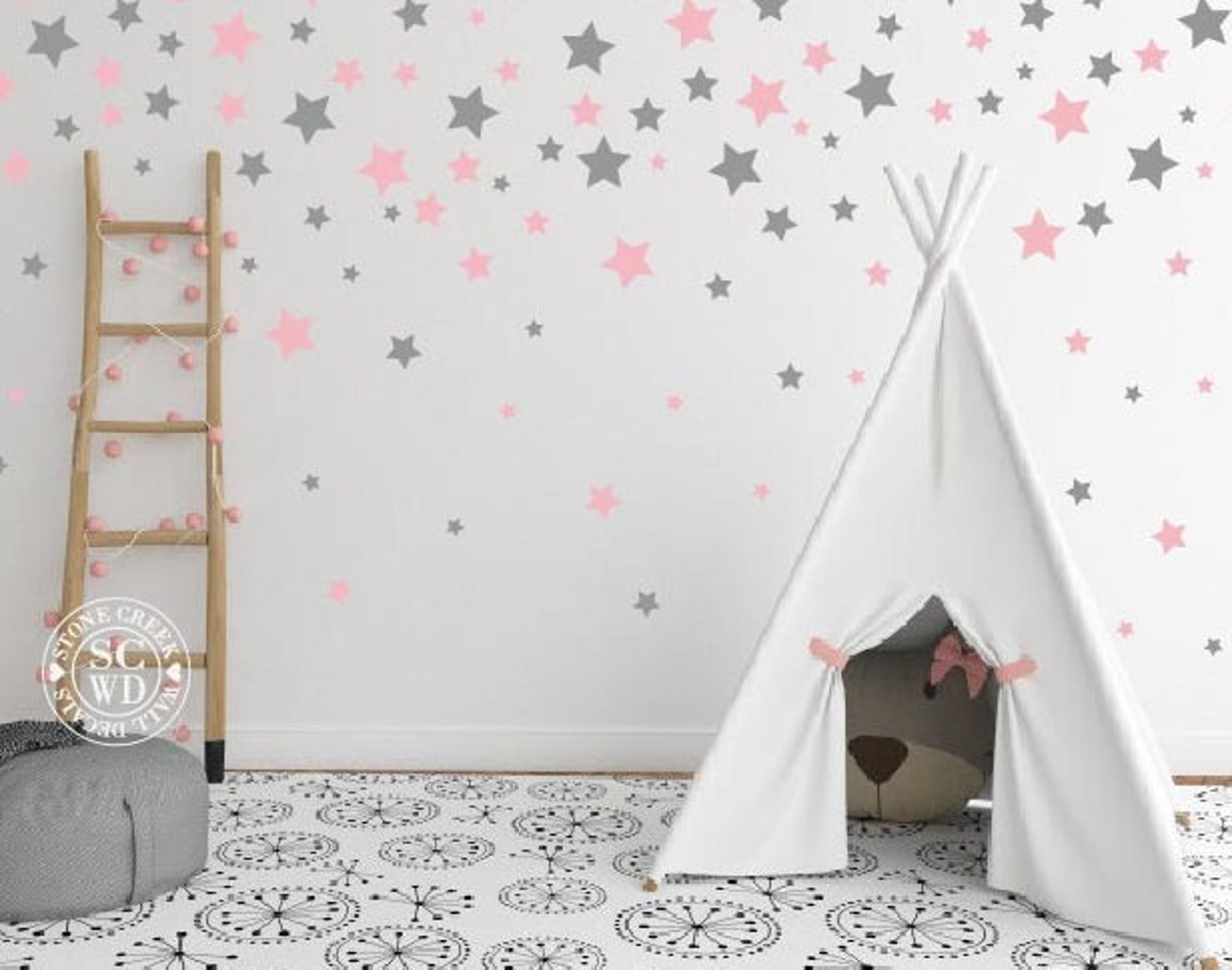 Star Wall Decals Vinyl Wall Decals 220 Star Decals 2 Color Etsy