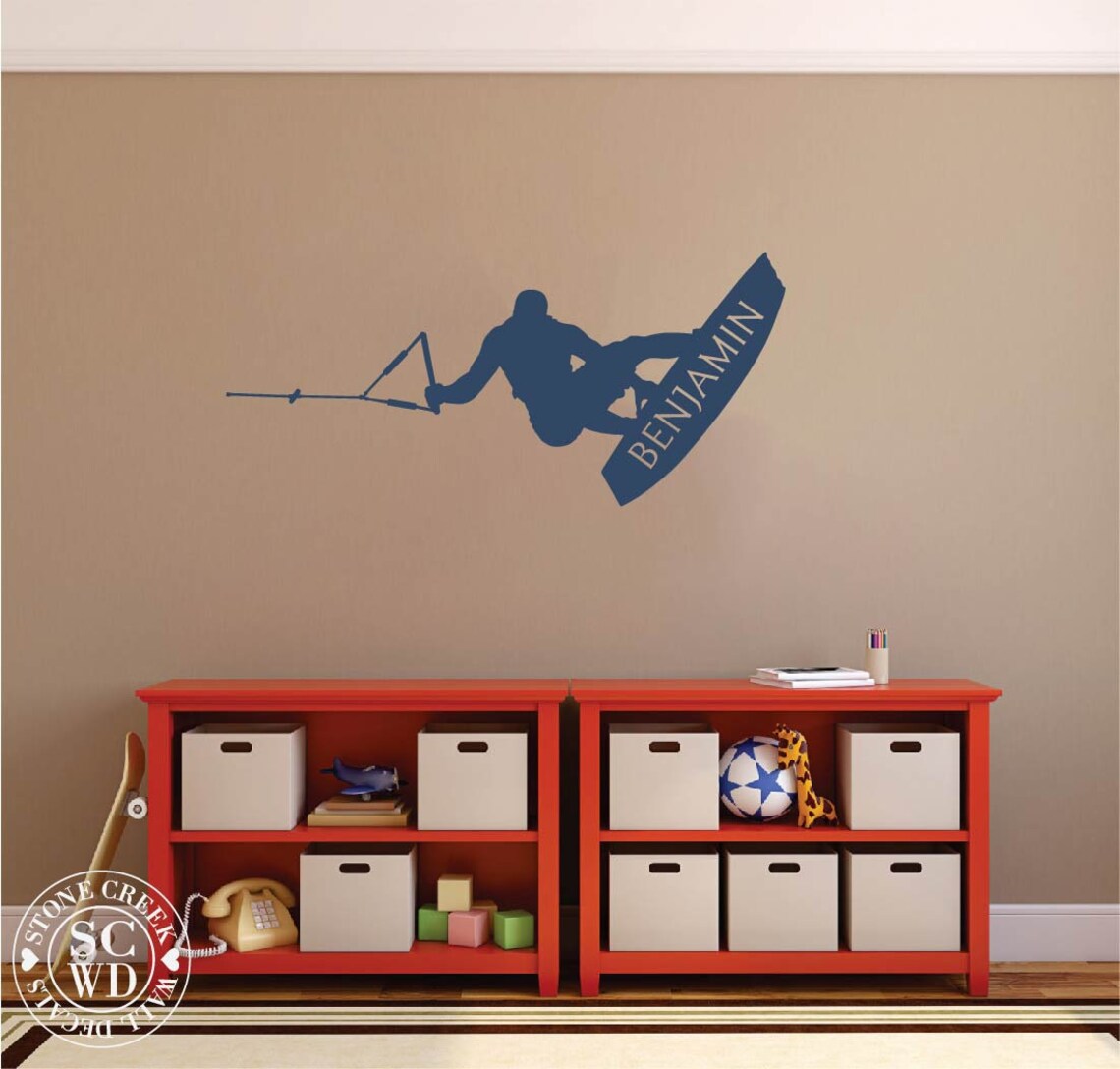 Wakeboarding Silhouette Personalized Wakeboard Wall Decal Etsy Canada