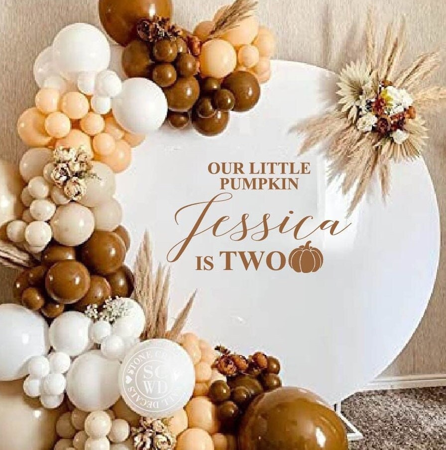 Our Little Pumpkin is One Happy Birthday Decal for Balloon Arch First Birthday Party Personalized Birthday Decal Fall