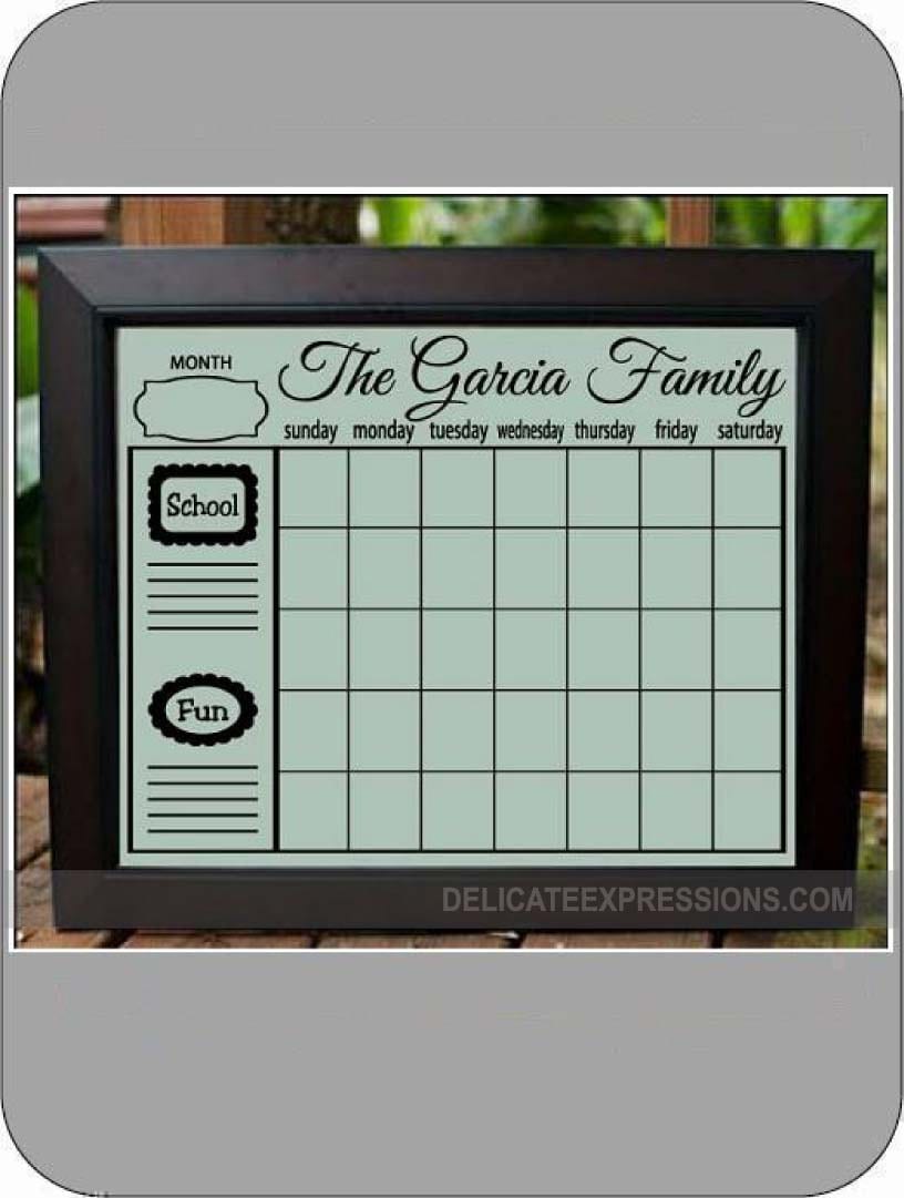 Dry Erase Wall Calendar Personalized Family Calendar Blank Etsy