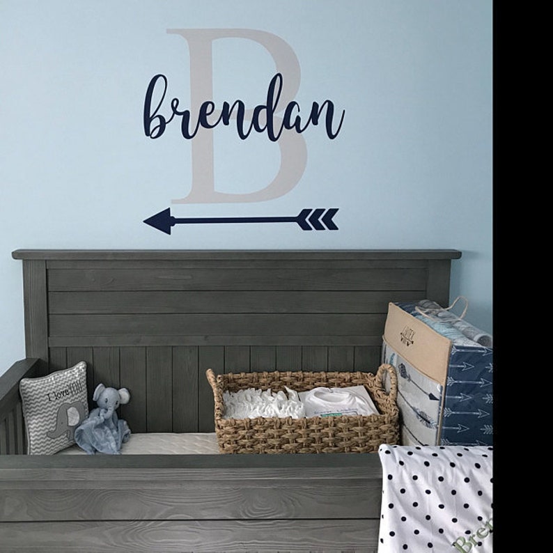 Personalized Decal Boys Vinyl Wall Decal Nursery Decor Name Initial and ...