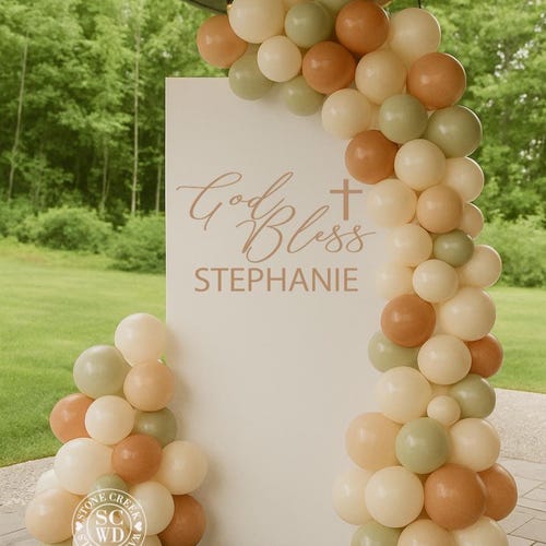 God Bless Baptism Wall Decal for Balloon Arch | Balloon Arch Decoration | Personalized Baptism First Communion Party Decorations Wall Decal