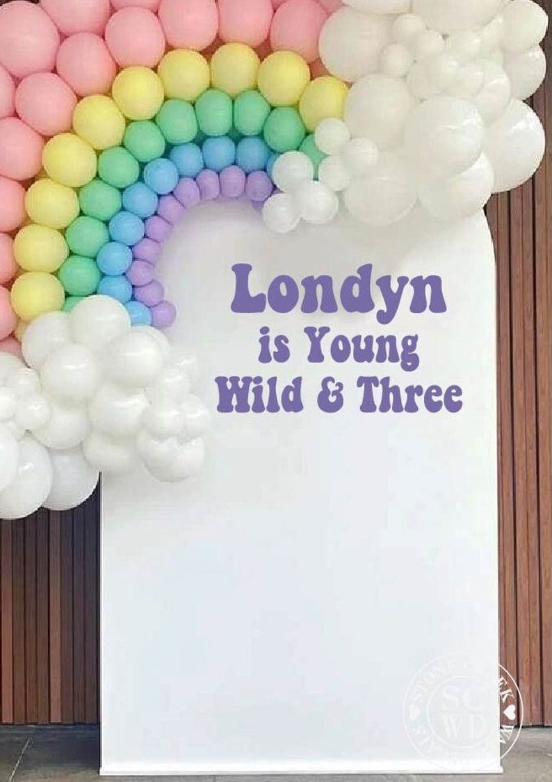 Young Wild and Three Birthday Decal for Backdrop Third Birthday Theme Boy Girl Birthday Young Wild and Three Birthday Decorations image 3