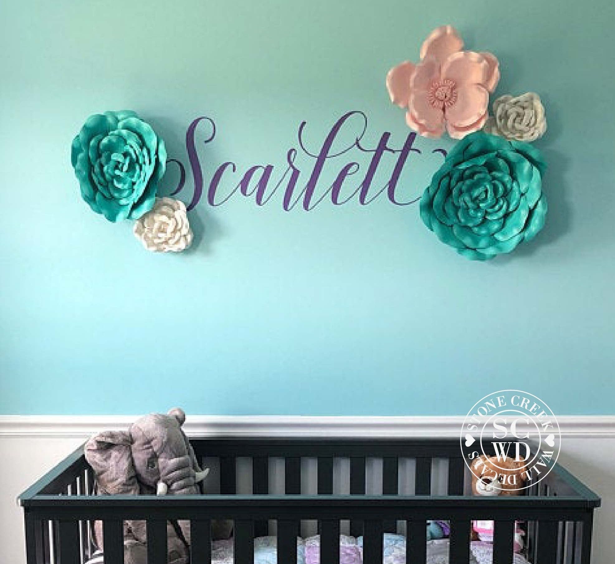 Girls Nursery Decal Name Wall Decal Personalized Name Decor Etsy