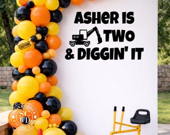 Diggin’ It Vinyl | Tractor or Construction Theme Birthday Backdrop Display for Kids Party, Dirt Crew, Custom Celebration Sign (Decal Only)