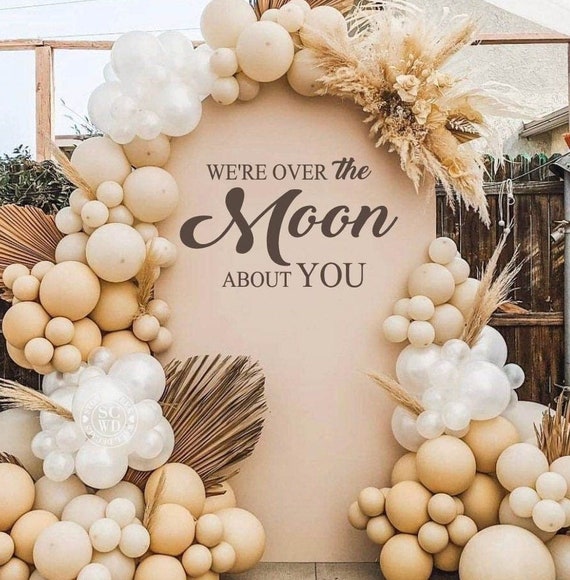 "Over The Moon" Wooden Sign - Baby Shower & Gender Reveal Backdrop Decor, Twinkle Little Star Party Wall Decoration