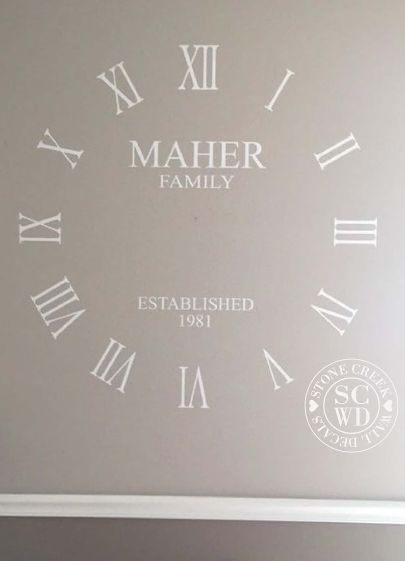 Large Wall Clock Decal With Working Clock Parts Custom Family Etsy