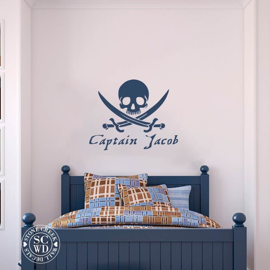 Pirate Wall Decal, Pirate Room Decor, Personalized Name Wall Decal