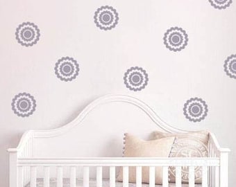 Flower Wall Decals | Set of Modern Flower Accent Wall Decals | Peony Zinnia Wall Decals | Girls Nursery Decals | Girls Bedroom Decals