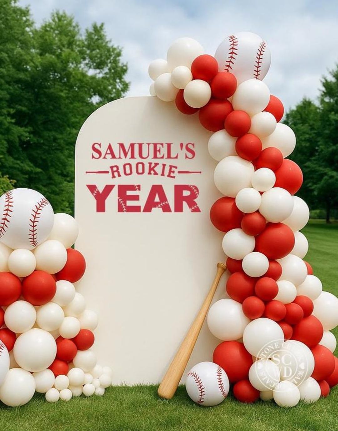 First Year Rook Rookie Year First Birthday Backdrop Decal | Personalized Baseball 1st ...