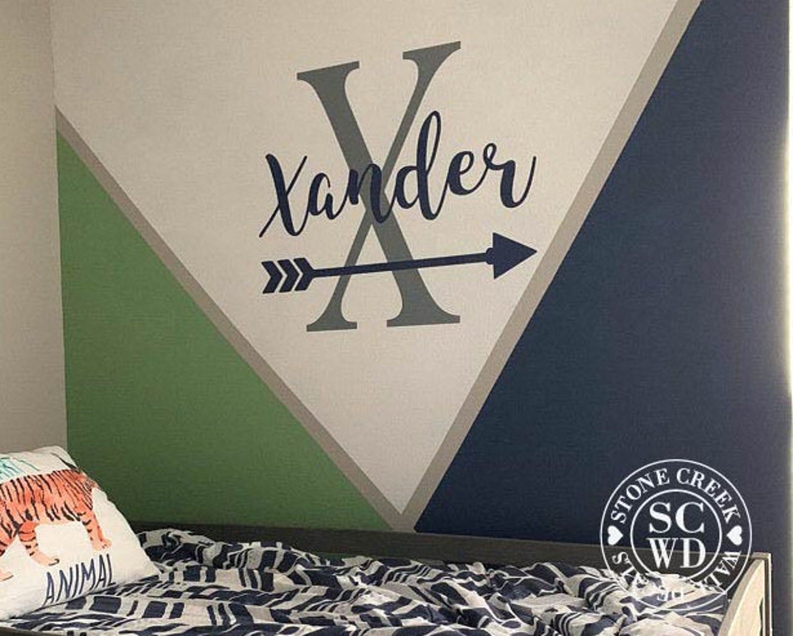 Personalized Decal Boys Vinyl Wall Decal Nursery Decor Name Initial and ...
