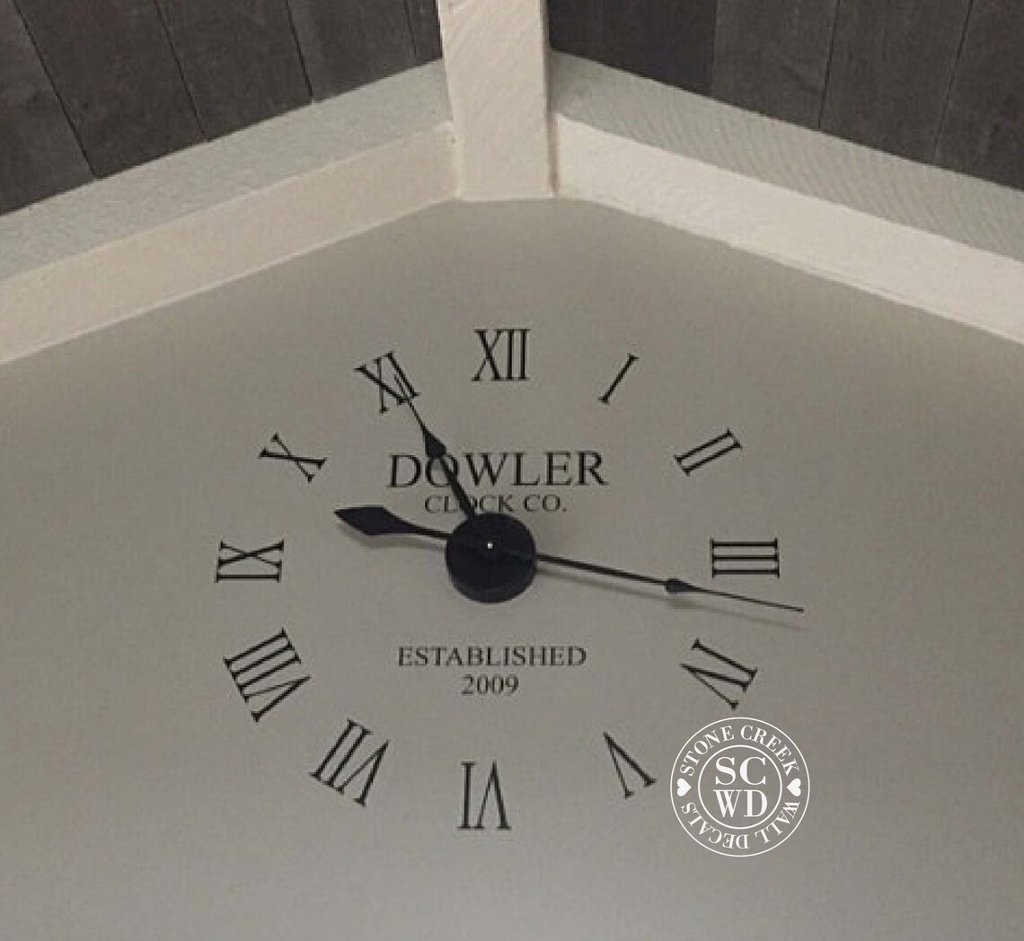 Large Wall Clock Decal w/ working clock parts Custom Family Etsy