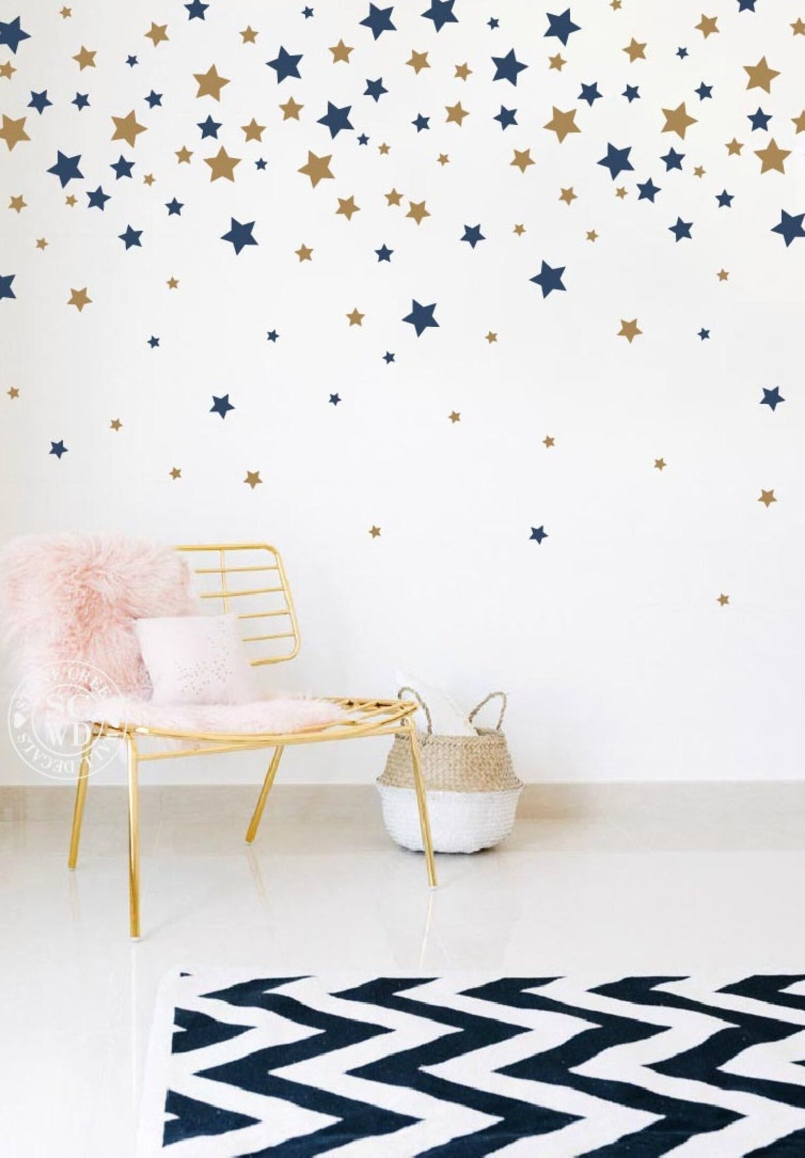 Star Wall Decals Vinyl Wall Decals 220 Star Decals 2 Color Etsy