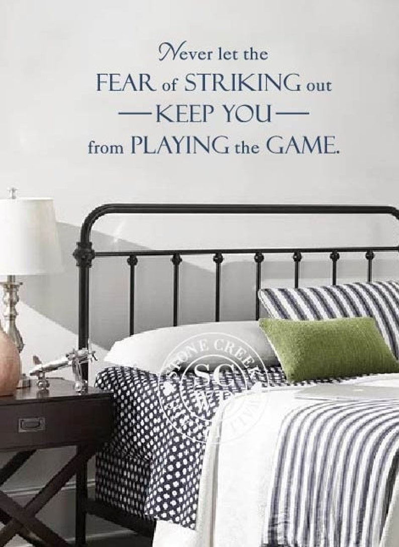 Baseball Wall Decals Never Let the Fear of Striking Out Sports Wall Decals for Boys Decals for Bedroom Walls Babe Ruth Stickers afbeelding 2