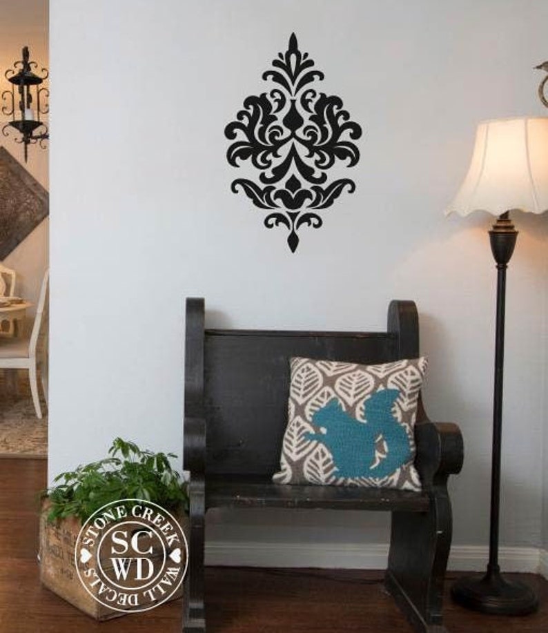 Damask Decals Vinyl Wall Paper Damask Wall Decal Vinyl Vinyl Etsy
