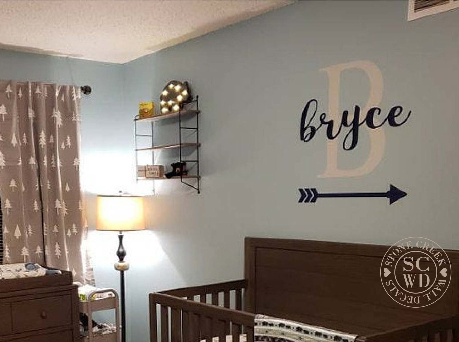 Personalized Decal Boys Vinyl Wall Decal Nursery Decor Name Initial and ...