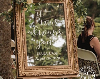 It was Always You Wedding Decal Vinyl Decal Chalkboard Rustic Wedding Decal Wedding Decor Vinyl Decal Personalized Wedding Barn Wedding DIY