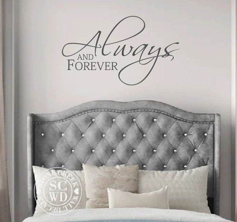 Always and Forever Romantic Couples Decal Love Decal Master Bedroom Decal Wall Decal Bedroom Decal Wedding Wall Decor Decal Gift image 1