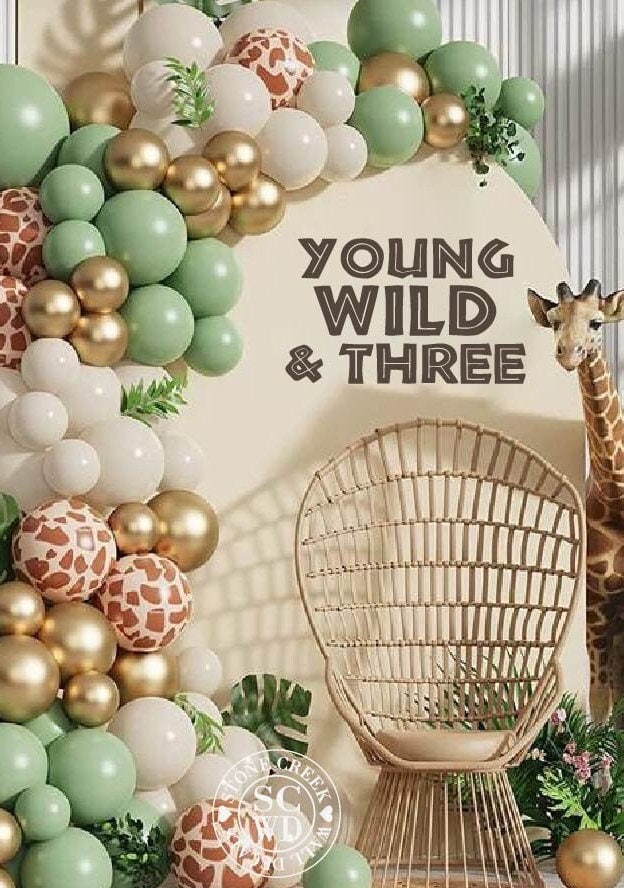 Young Wild and Three Birthday Decal for Backdrop | Third Birthday Theme | Boy Girl Birthday | Young Wild and Three Birthday Decorations
