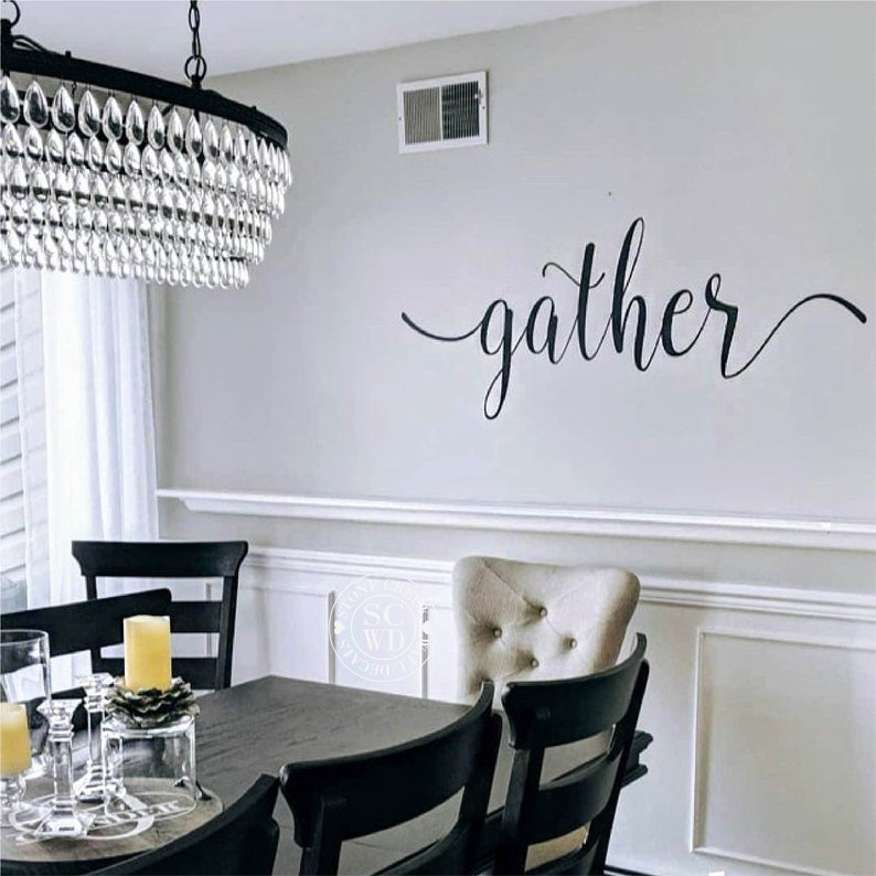 Gather Wall Decal Living Room Dining Room Family Decor Gather Wall Sticker Farmhouse Gather Decal Gather Quote Decal Thanksgiving Decal image 2