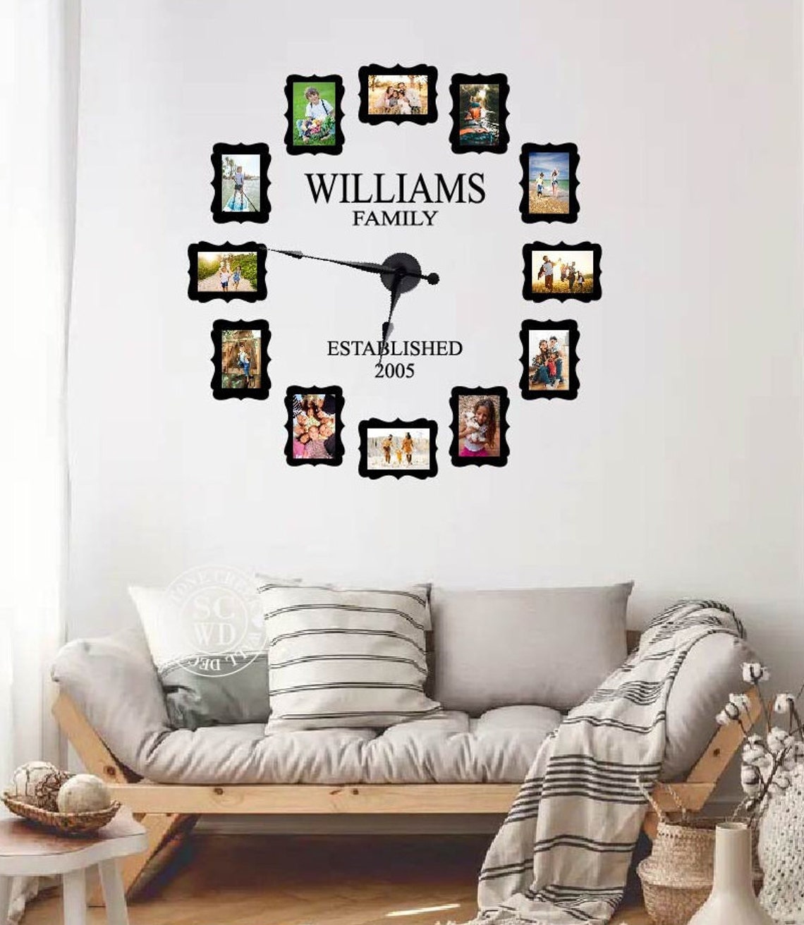 Large FAMILY PHOTO Wall Clock Decal Kit With Working Hands and Etsy