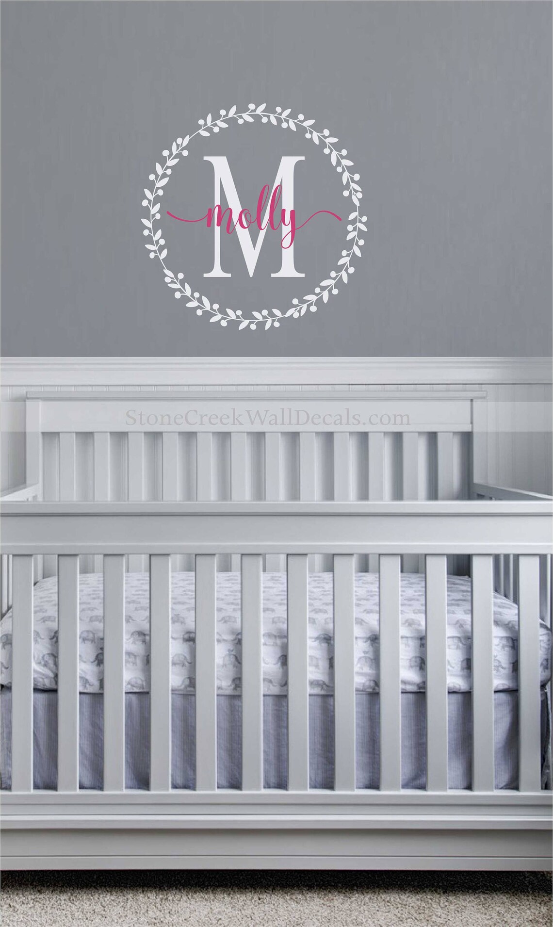 Girls Wall Decal Baby Nursery Decor Vinyl Lettering Wreath - Etsy