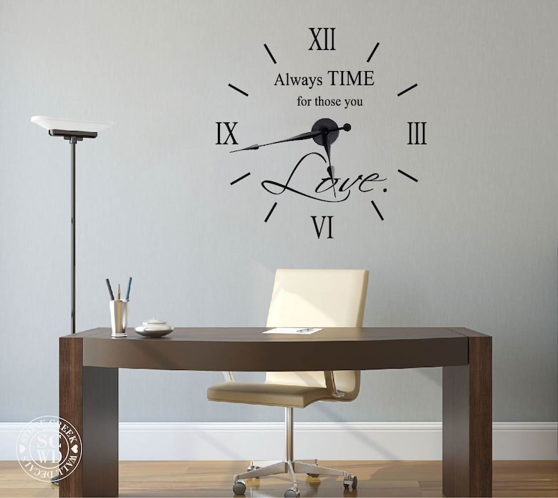 Clock Wall Decal Large Wall Clock Kit Wall Sticker Clock Etsy