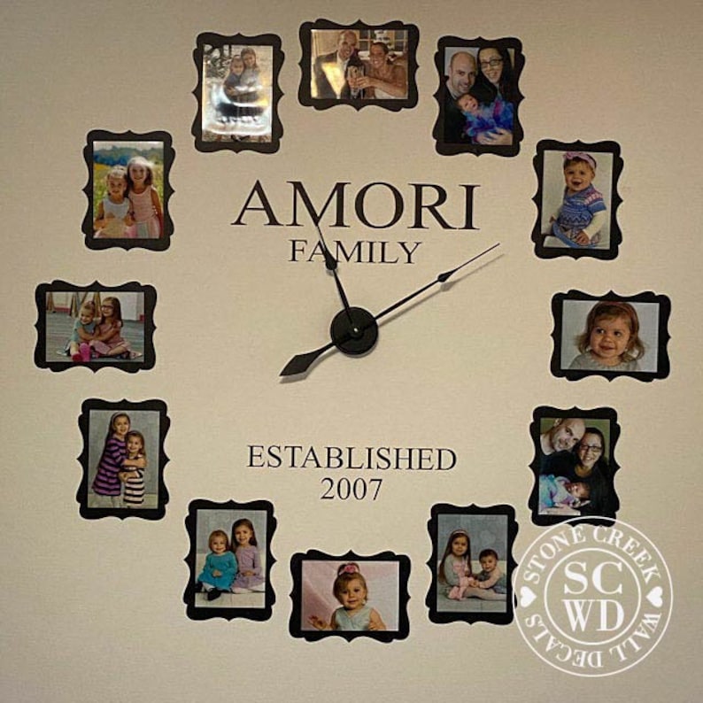 Large FAMILY PHOTO Wall Clock Decal Kit With Working Hands and Etsy