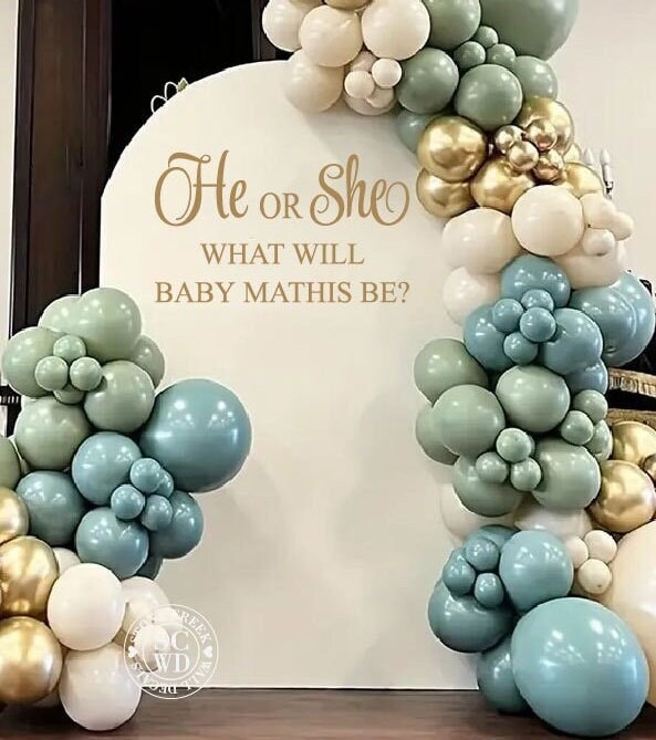 HE or SHE What will Baby Be Gender Reveal Party Decal. Gender Reveal Party Decorations He or She Baby Shower Party Decor and Decorations