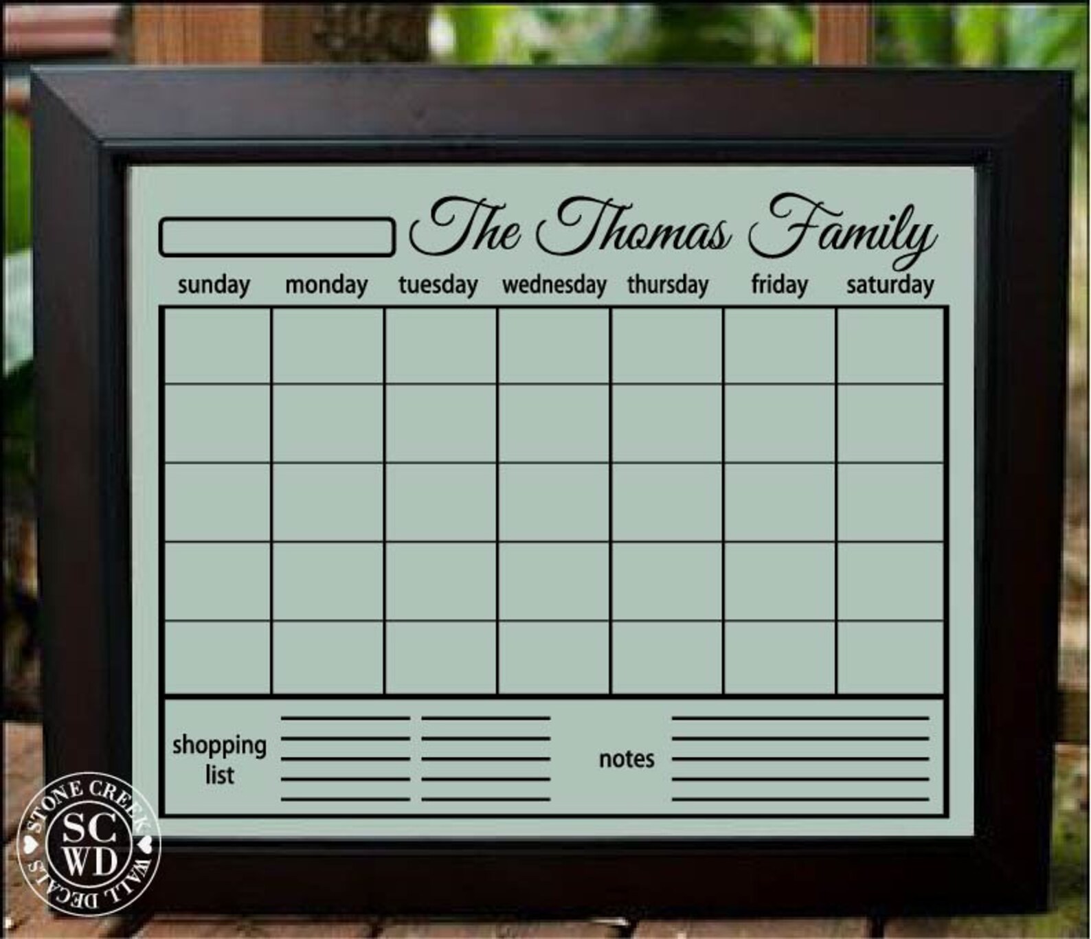 Dry Erase Wall Calendar Personalized Family Calendar Blank Etsy