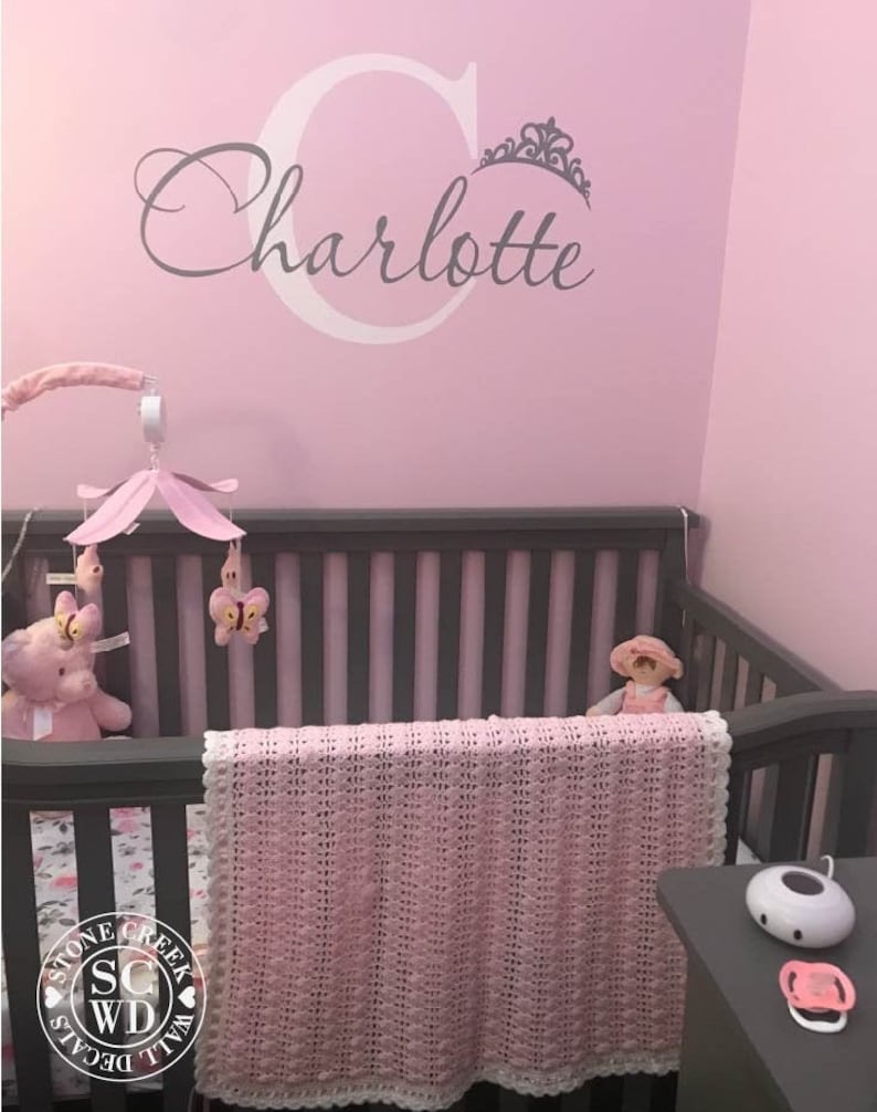 Girls Name Decal Wall Decal Vinyl Decal Name with Crown Decal Etsy