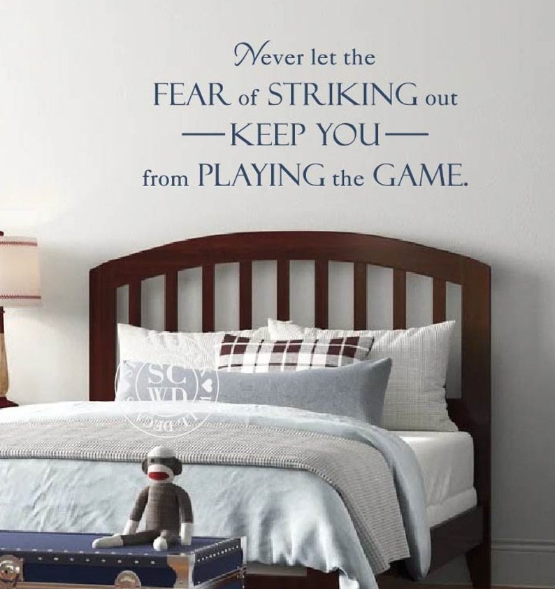 Baseball Wall Decals Never Let the Fear of Striking Out Sports Wall Decals for Boys Decals for Bedroom Walls Babe Ruth Stickers afbeelding 3