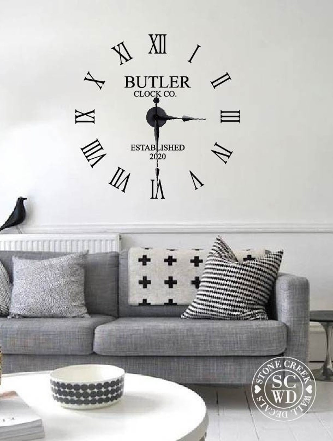 Large Wall Clock Decal Custom Family Name With Year Established Clock Decal Personalized Clock