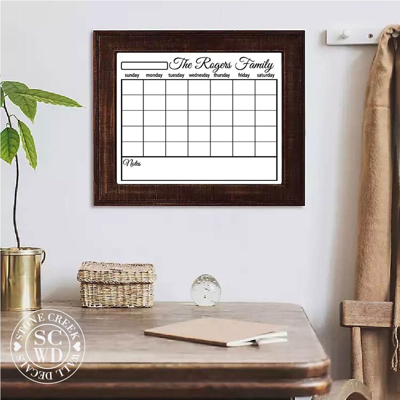 Dry Erase Wall Calendar Personalized Family Calendar Blank Etsy