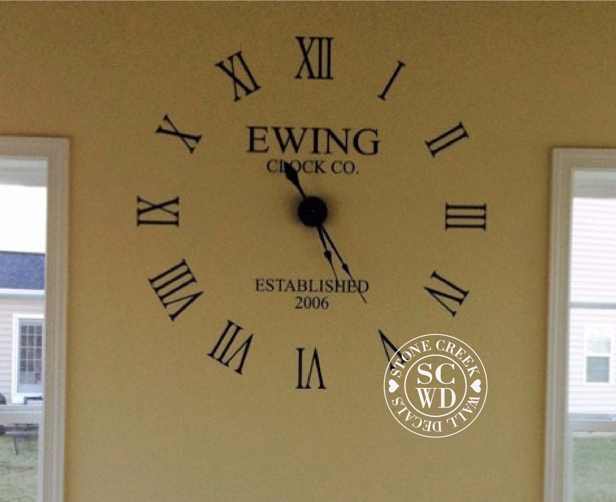 Large Wall Clock Decal w/ working clock parts Custom Family Etsy