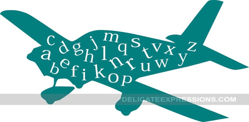 Alphabet Wall Decal Childrens Decor Vinyl Decal Kids Vinyl Wall Art ABC Playroom Wall Decal Airplane Wall Decal Vinyl Lettering