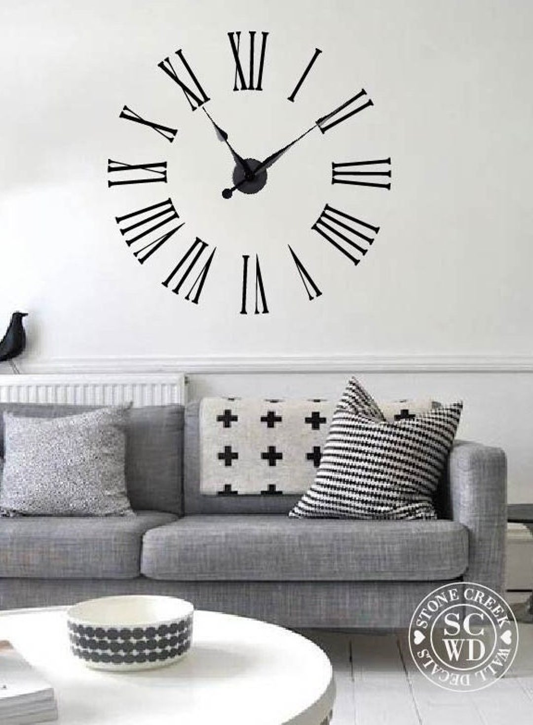 Large Wall Clock Decal Kit Oversized Clock Unique Wall Etsy