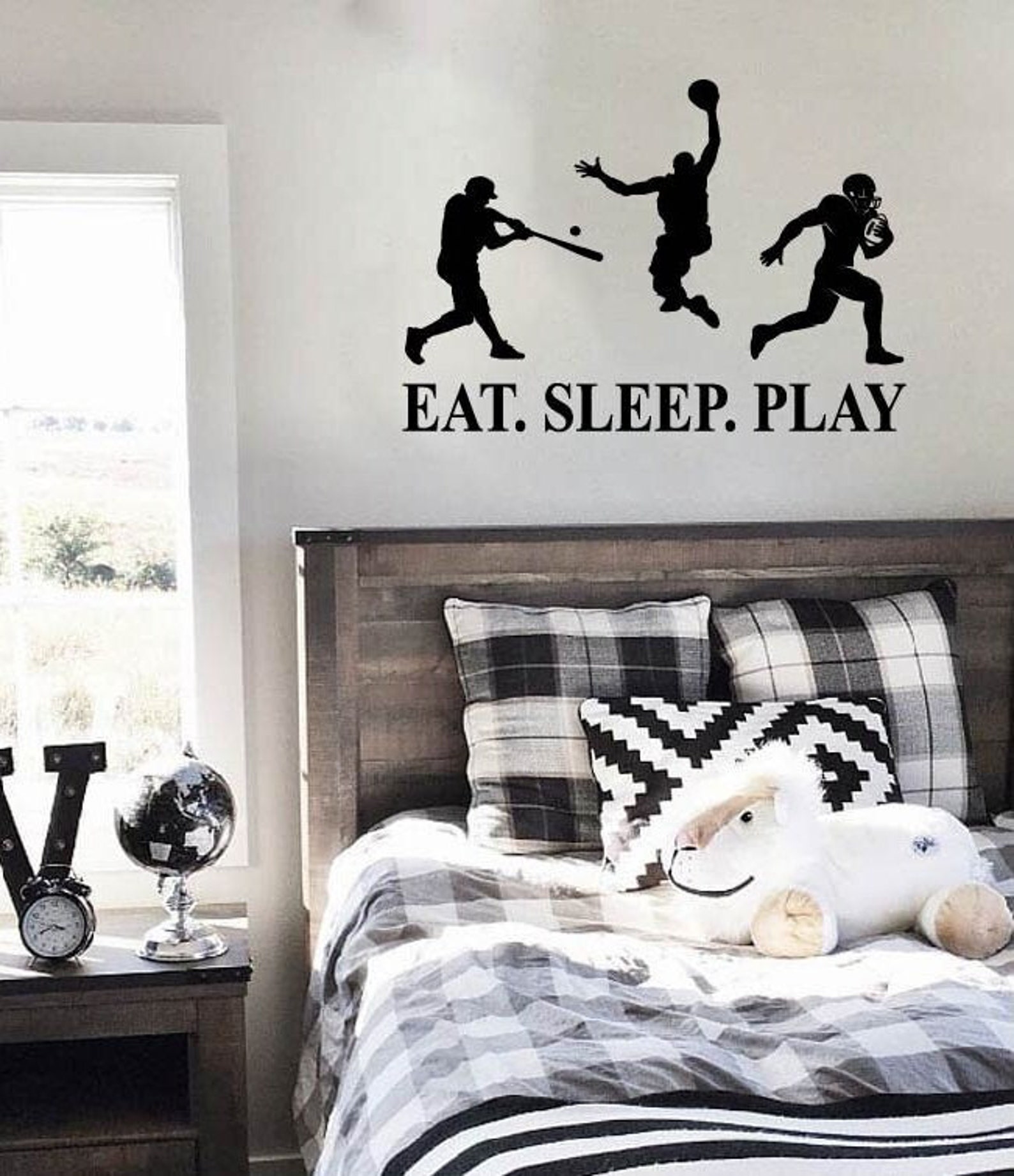 Eat Sleep Play Wall Decal Basketball Football Baseball - Etsy