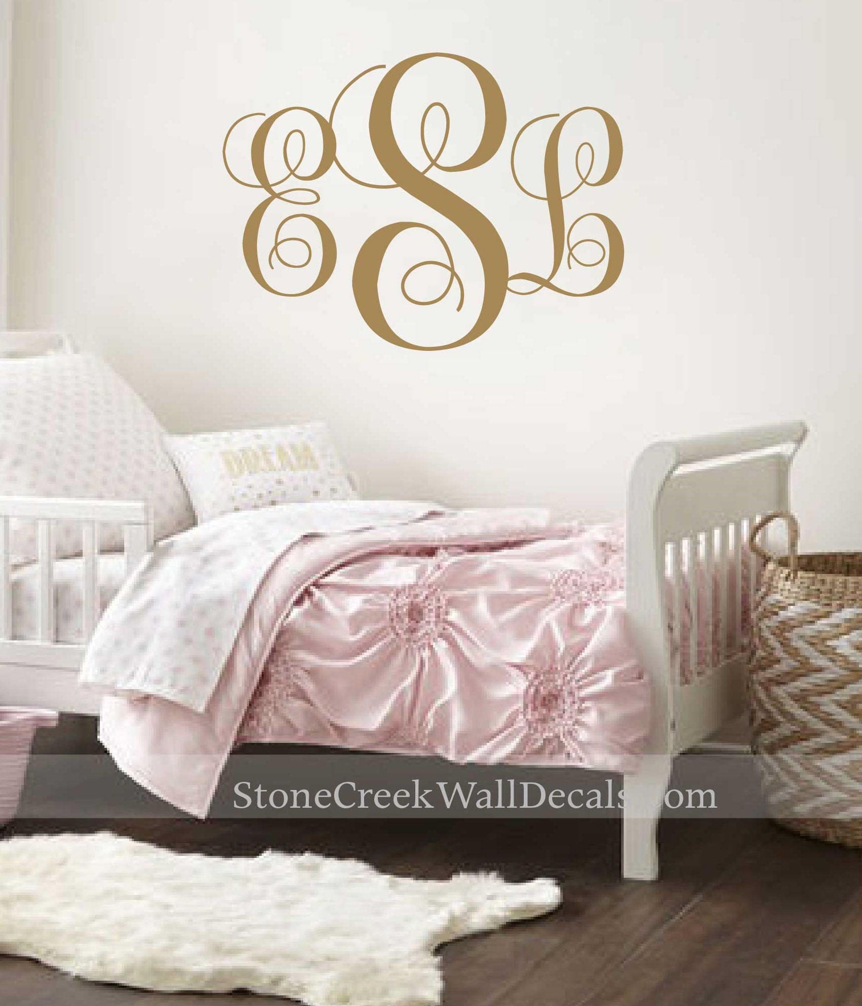Monogram Wall Decals | Girls Nursery Bedroom Vinyl Decor | Personalized ...