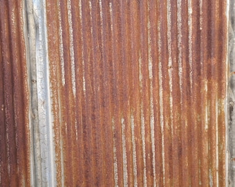 Reclaimed Corrugated Barn Tin Roofing, Rustic Silver Patina, Salvaged Metal