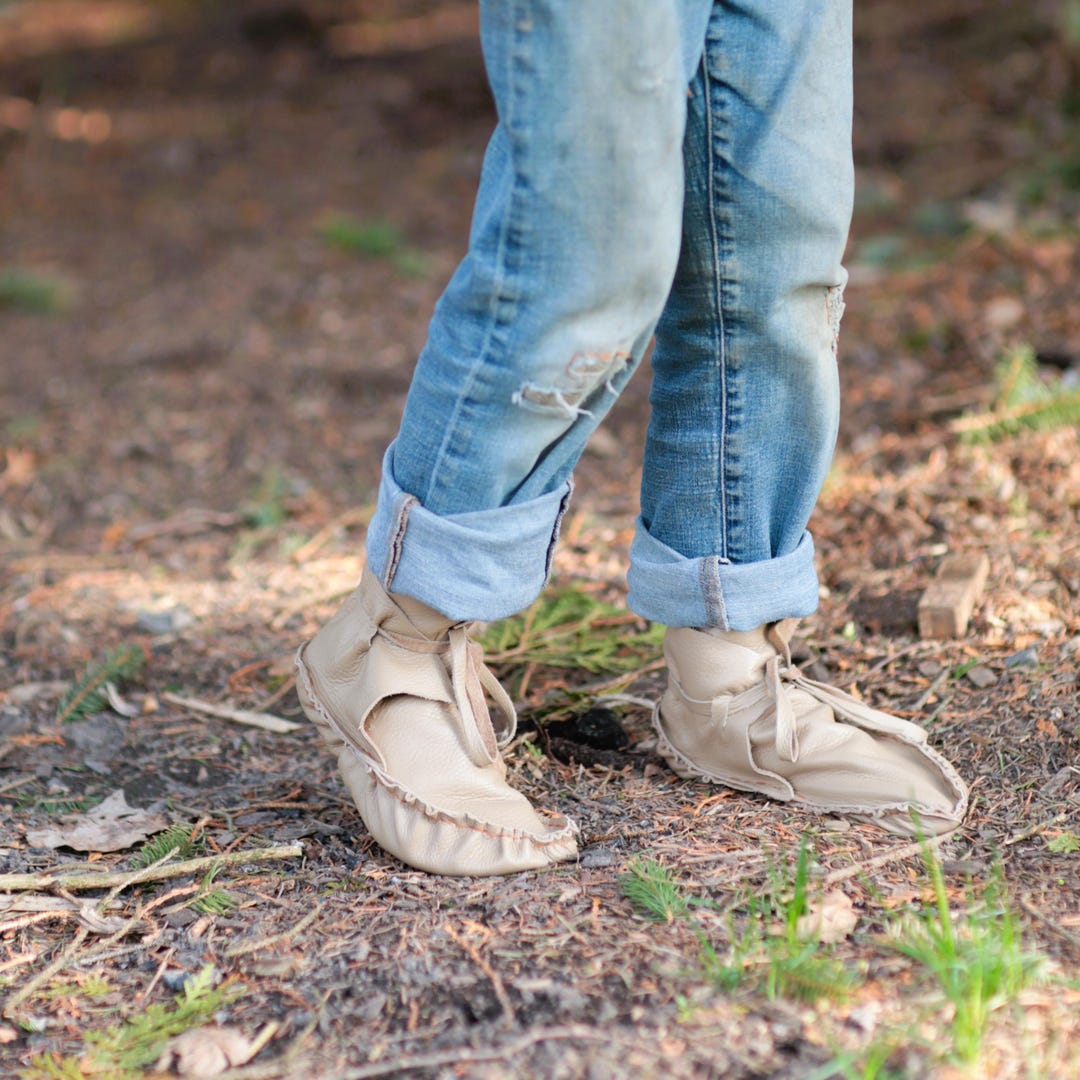 Handmade Leather Moccasins for Kids Boys Girls Apache Design
