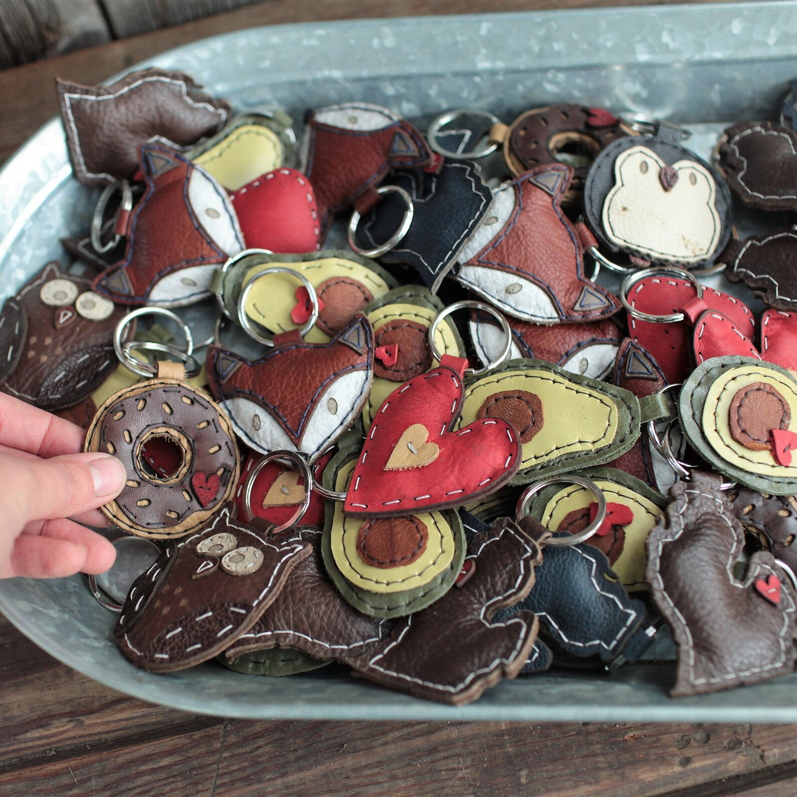 DIY Leather Keychain Kit OR Premade Keychain Strawberry Red Etsy