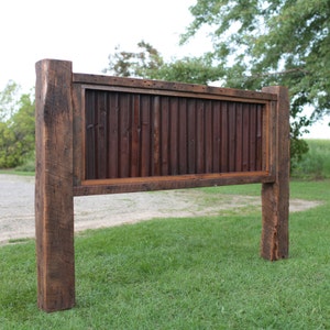 King OR Queen Headboard Reclaimed Barn Wood and Rusty Metal Farmhouse Style Furniture FREE Shipping in USA