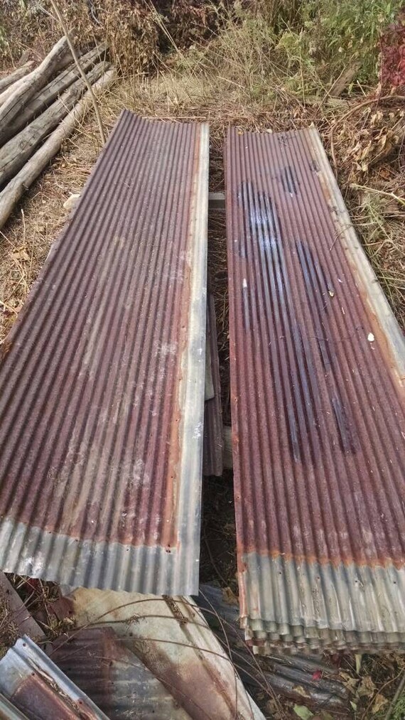 Reclaimed Corrugated Metal Roofing Barn Rusty Tin Beautiful Rustic Weathered Patina Salvaged Barn Tin Free Shipping